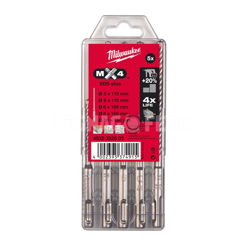 SERIE PUNTE SDS-PLUS MX4 5 PZ. MILWAUKEE