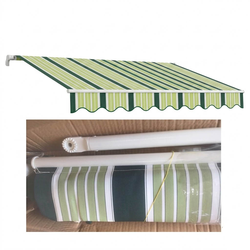 tenda da sole-a caduta cm 400x300 verde-bianco