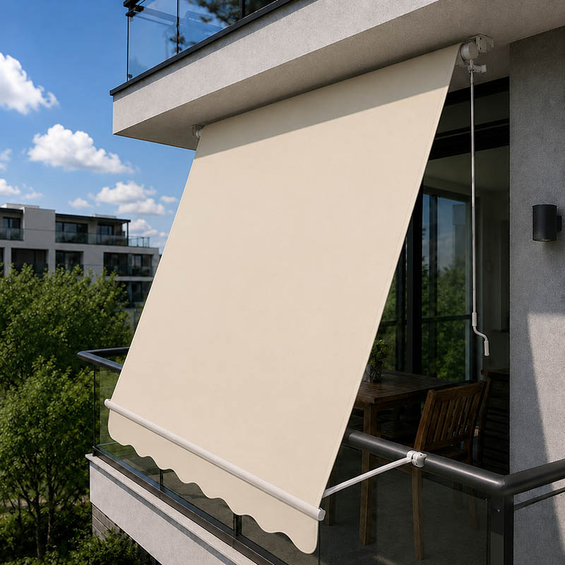 tenda da sole a caduta con mantovana color beige 300x250
