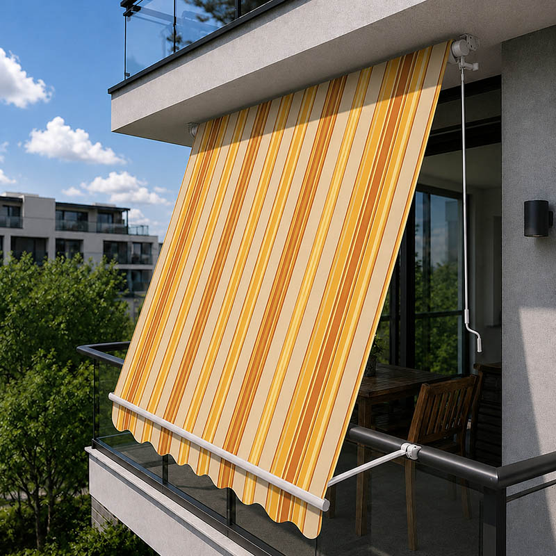 tenda da sole a caduta con mantovana +color beige giallo 300x250