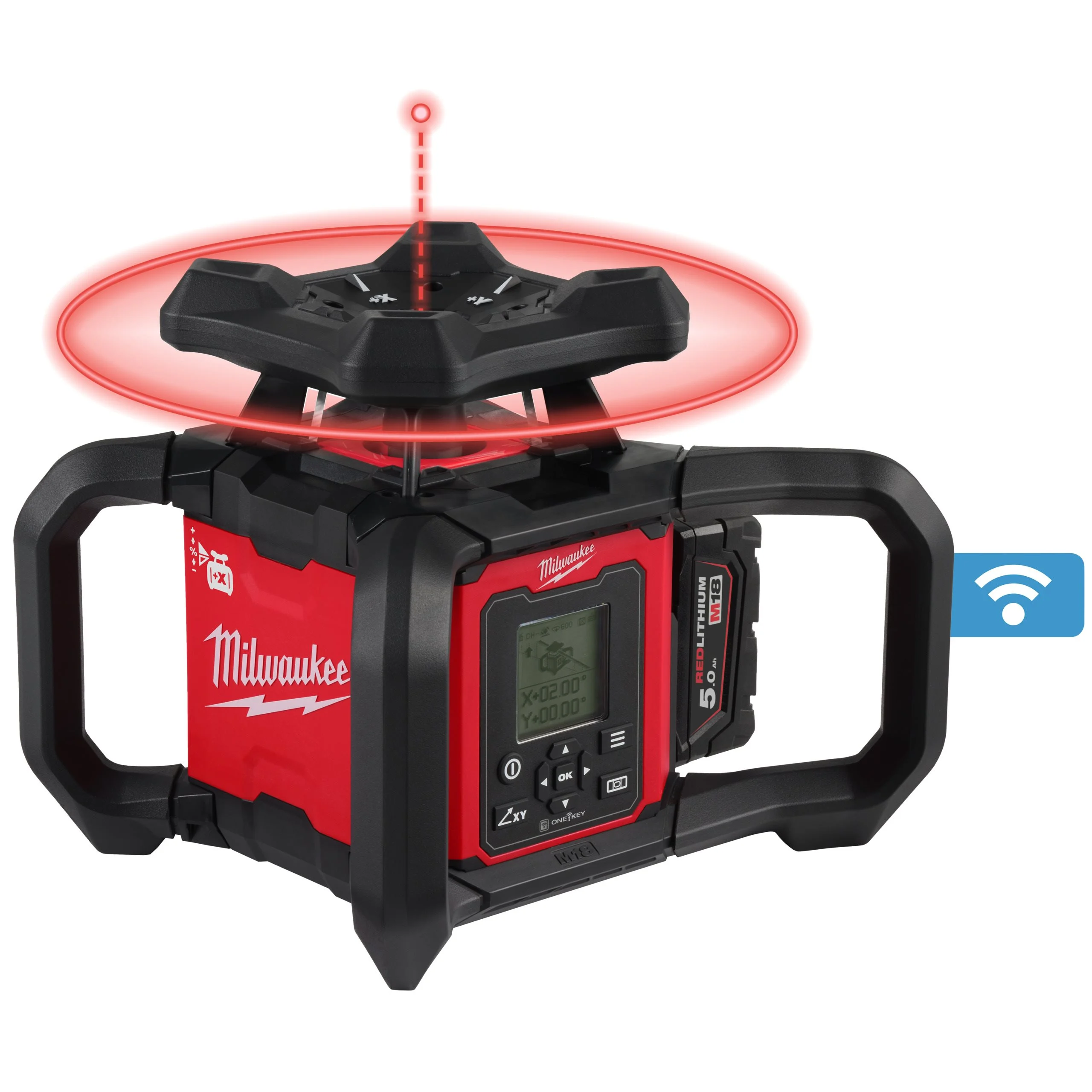 4933493204 LIVELLA LASER MILWAUKEE M18 RLOHV1200-50 1C ROTANTE 1200MT RAGGIO VERTICALE-ORIZZONTALE ROSSO DOPPIA PENDENZA AUTOMATICA CON ONE-KEY