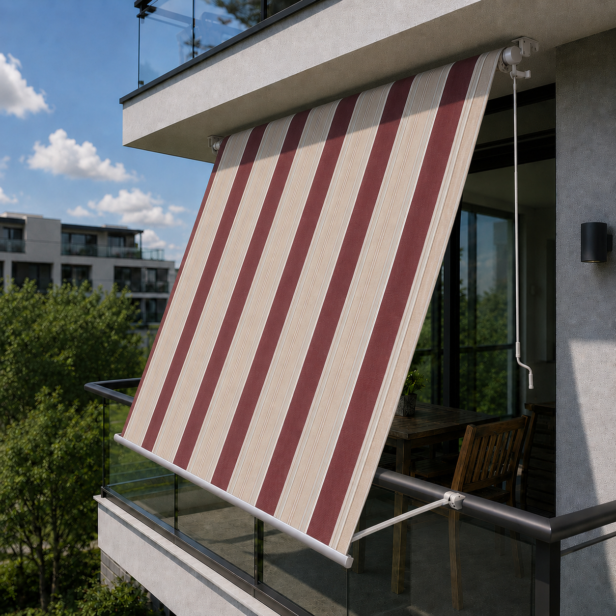 tenda da sole a caduta color beige bordeaux 300x250