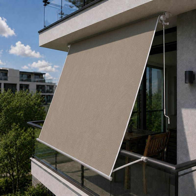 tenda da sole a caduta color tortora 300x250